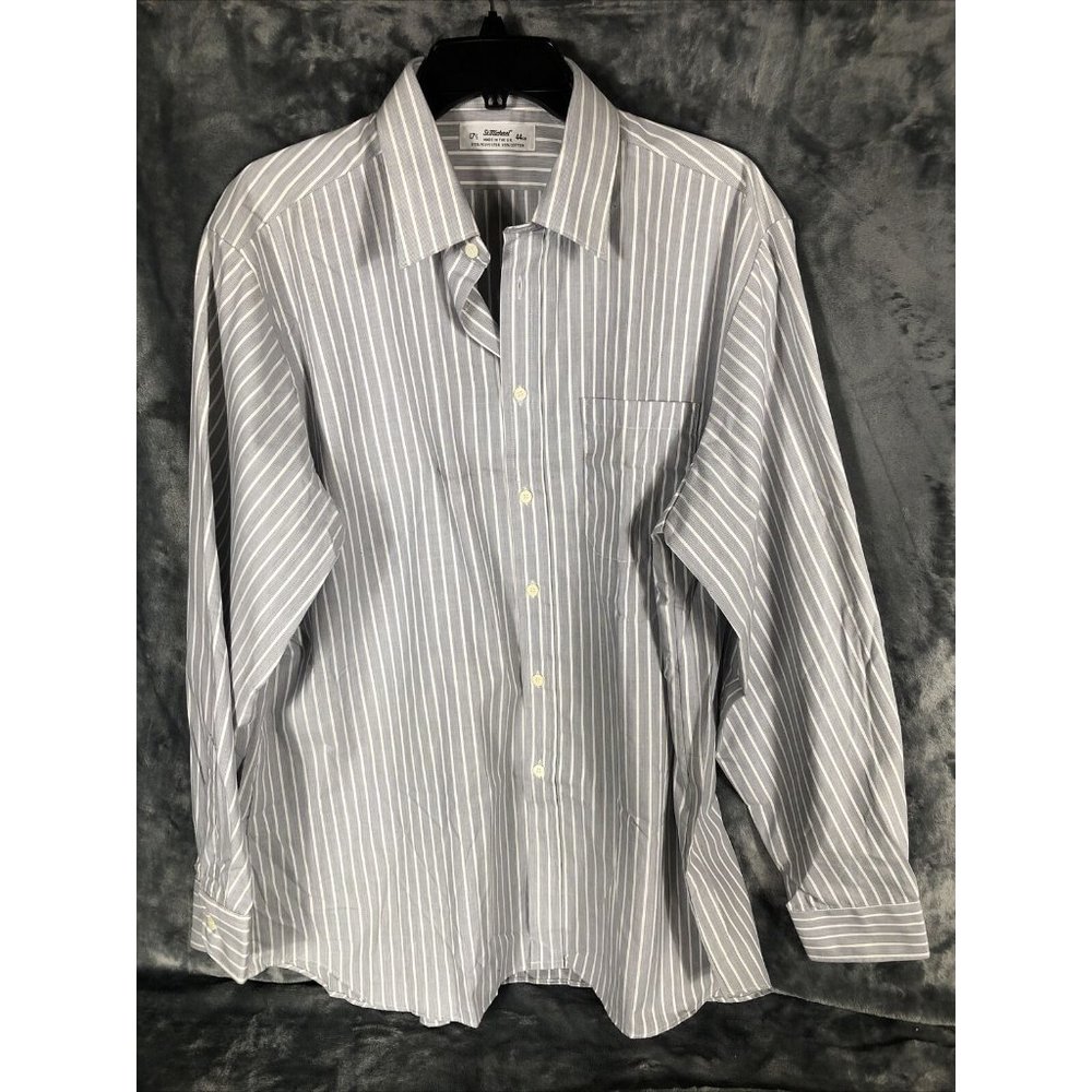 Saint Michael Men’s Shirt Button Down Long Sleeve 17 1/2 Neck 44 Stripped￼